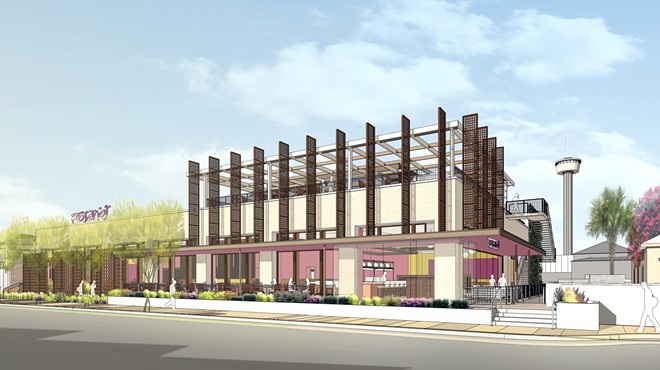 A rendering shows the new two-story Rosario’s at 722 S. St. Mary’s St.
