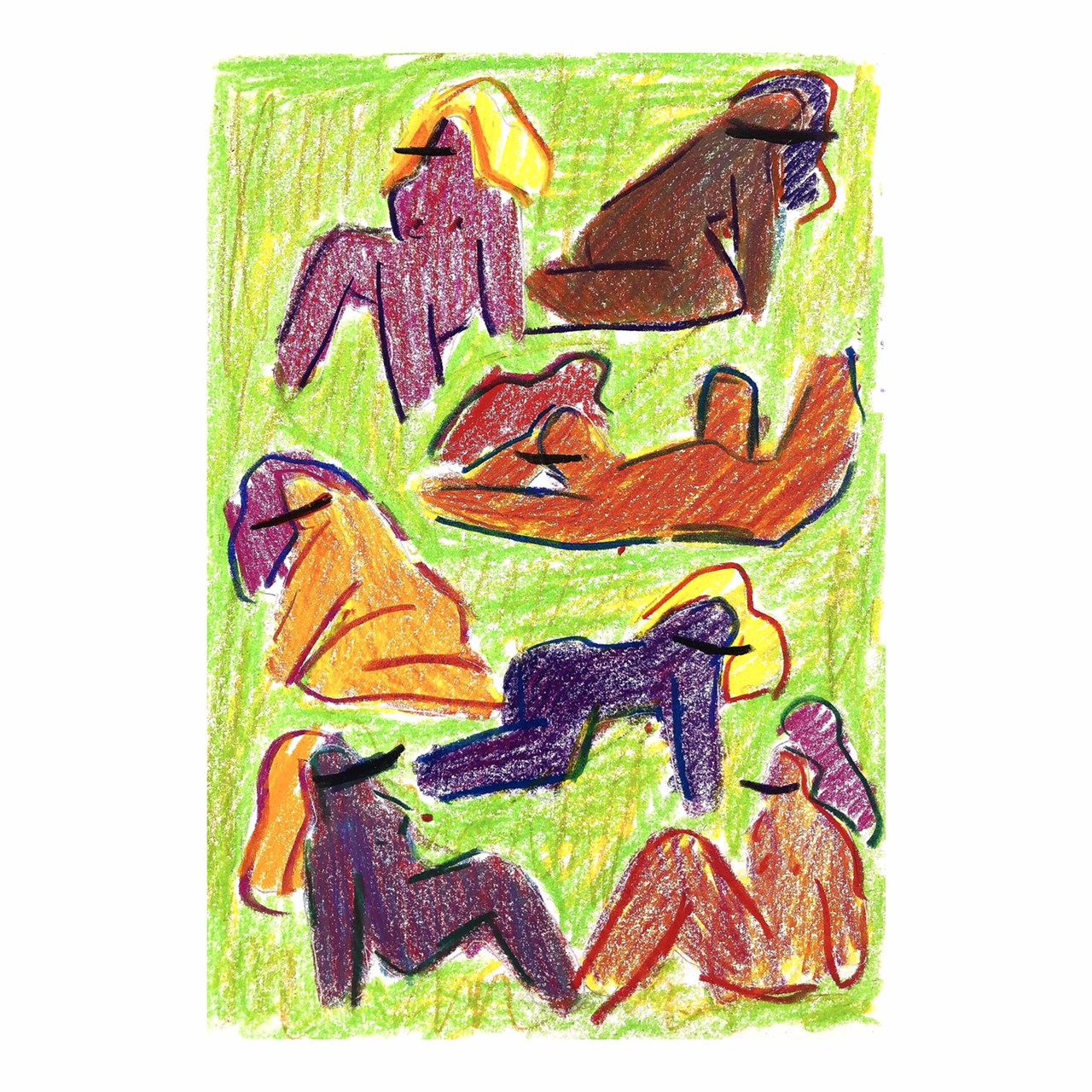 “Fun Field,” 2020, 5.5” x 8”, crayon on paper, $100