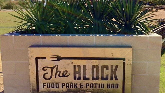 The entrance of UTSA-area food truck park and bar The Block SA.