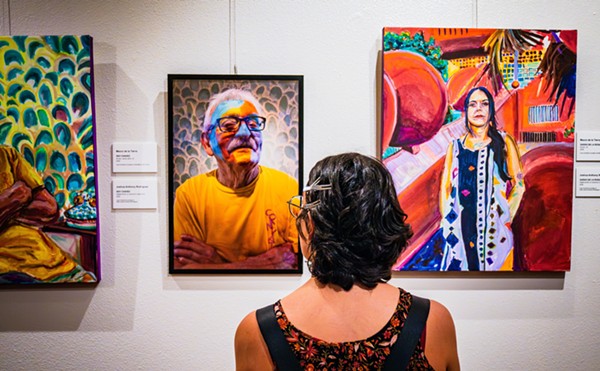 The exhibit at the Central Library is a multimedia collaboration between painter Mauro de la Tierra and photographer Joshua Anthony Rodriguez.