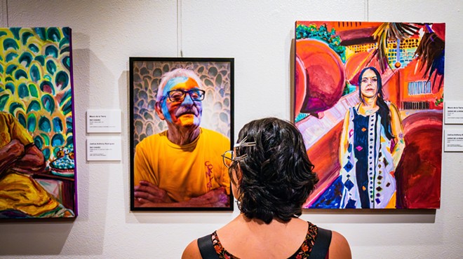 The exhibit at the Central Library is a multimedia collaboration between painter Mauro de la Tierra and photographer Joshua Anthony Rodriguez.