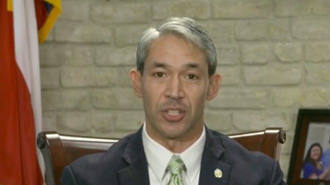 Mayor Ron Nirenberg delivers a televised address from his office.