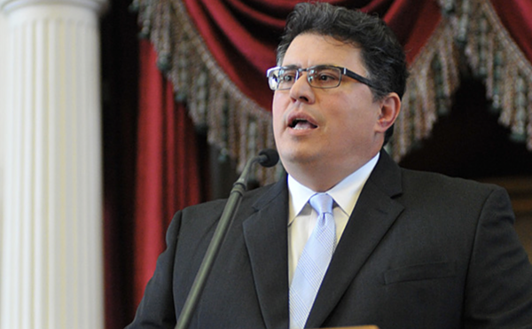 San Antonio mayoral candidate Rolando Pablos gives a speech during tenure as Texas Secretary of State.