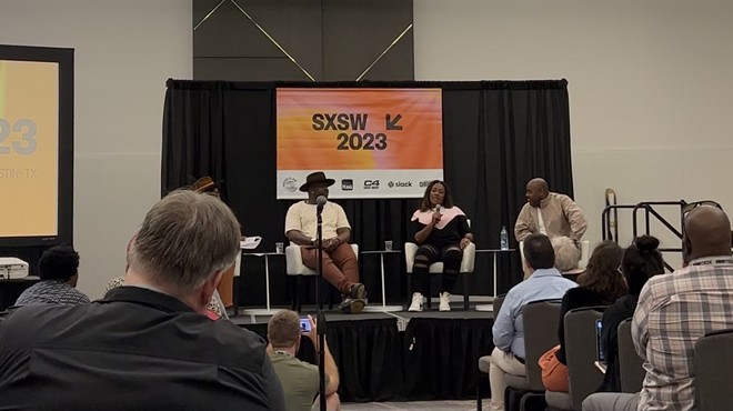 Emmer & Rye Hospitality Group chef and Director of Hospitality Tavel Bristol-Joseph sits second from left on a 2023 SXSW panel.