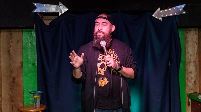 Larry Garza performs at San Antonio comedy club the Blind Tiger in 2019.