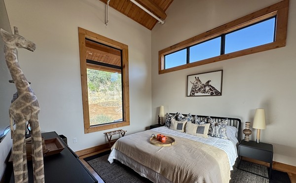 The master bedroom of the San Antonio Zoo's soon-to-open Spekboom Lodge will allow guests to sleep overnight inside the zoological park.