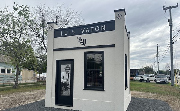 The "Luis Vaton" pop-up art installation can be found at the intersections of West Lambert and South Flores streets.