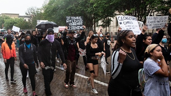 Black Lives Matter protesters march in downtown San Antonio last June.