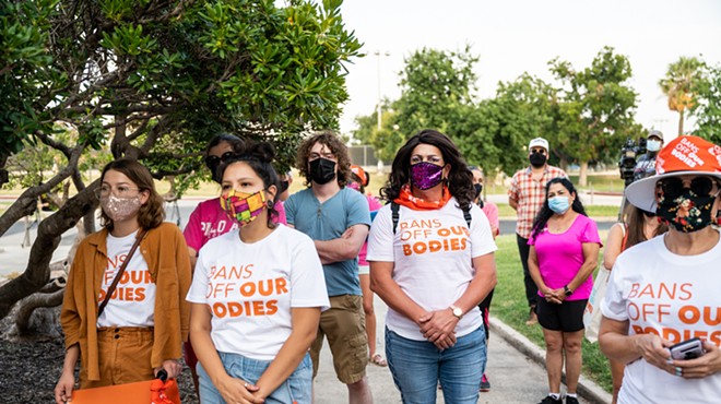 San Antonio women protest Texas' abortion ban last month after it was signed into law.