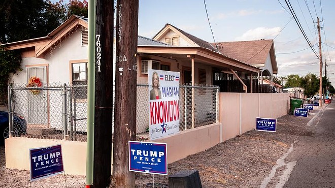 Signs for former President Donald Trump lined a street near downtown Rio Grande City last year.