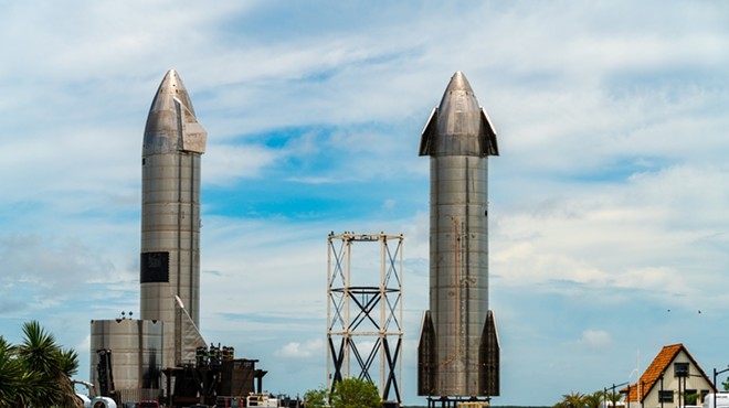Starship rockets stand ready at SpaceX’s Starbase facility, located near the South Texas town of Boca Chica.