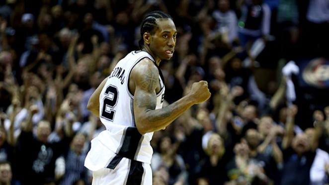 Spurs forward Kawhi Leonard was named to the NBA's All-Defensive First Team today. - Photo by Andy Lyons/AFP