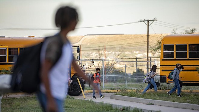 Students arrive at a middle school in El Paso on Aug. 19, 2021. In the past year, Texas Health and Human Services has spent about $3.6 billion on behavioral health services for children and adults, but Texas still ranks 51st among states and Washington, D.C., when it comes to per capita mental health spending.
