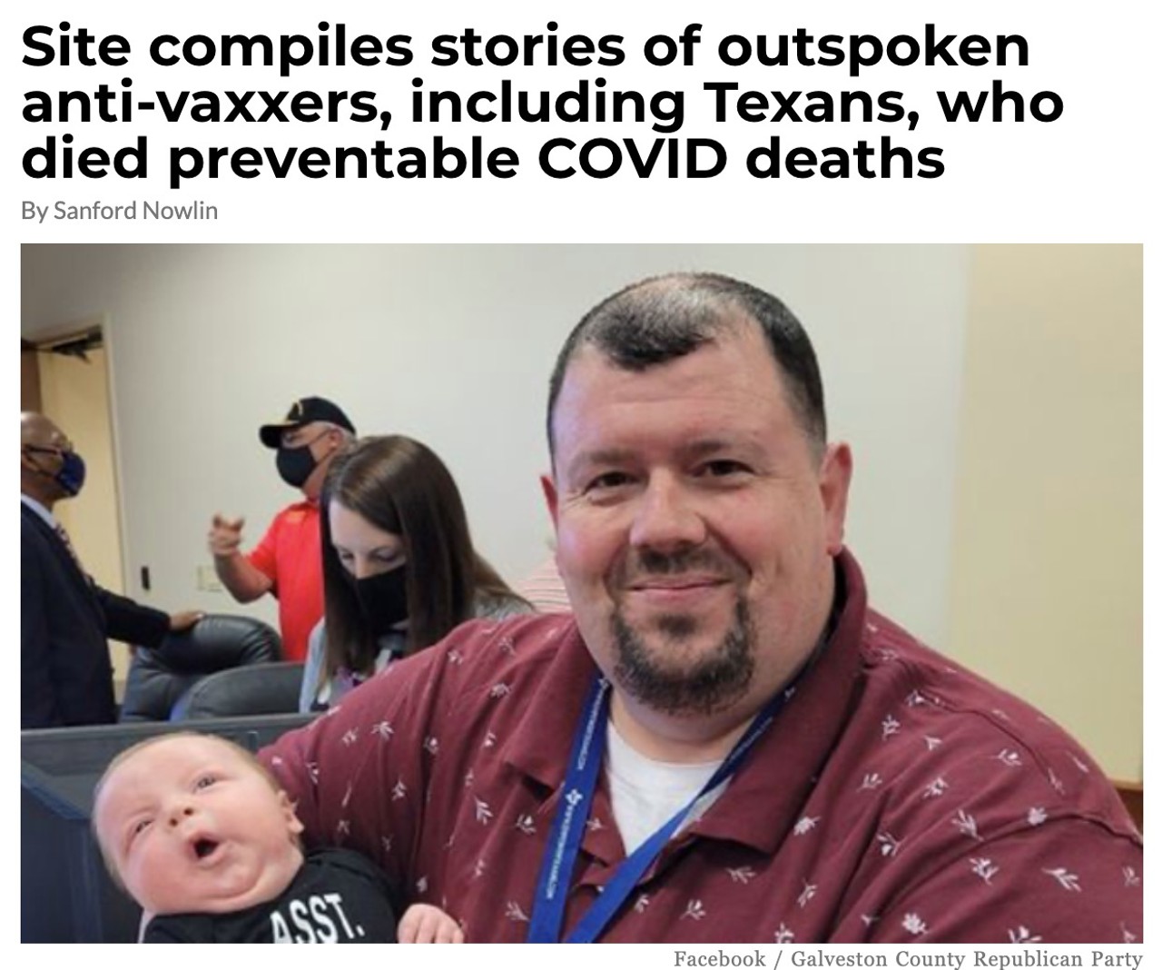 18. Site compiles stories of outspoken anti-vaxxers, including Texans, who died preventable COVID deaths 