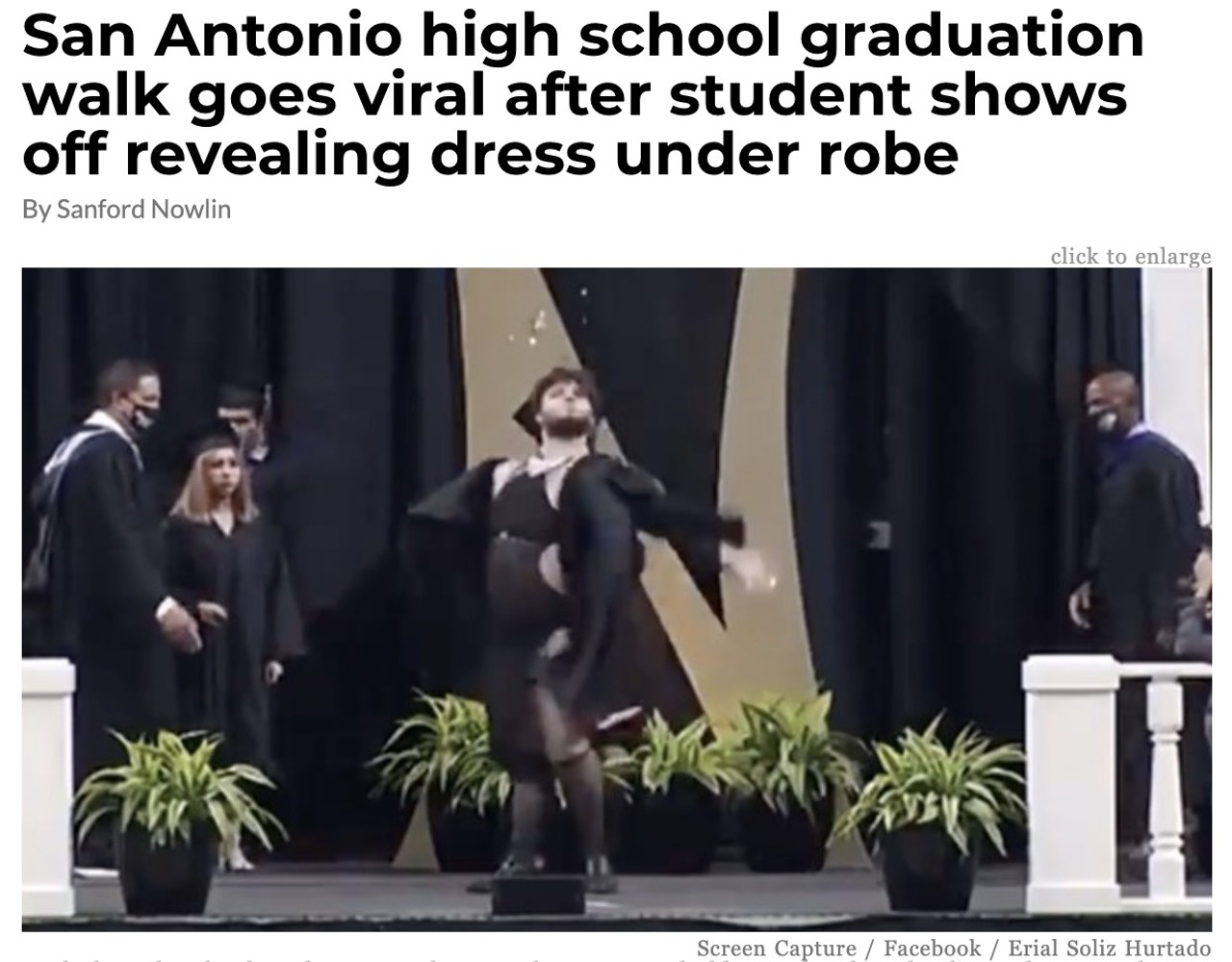 7. San Antonio high school graduation walk goes viral after student shows off revealing dress under robe 