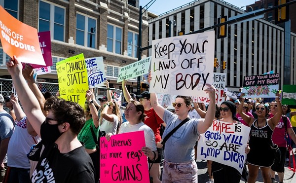 Women protest against Texas abortion ban during a march through San Antonio two years ago.