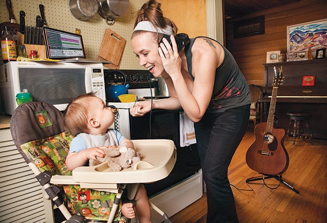 Supermom—Bekah Kelso singing to son Kaius while cooking and recording - Daniela Riojas