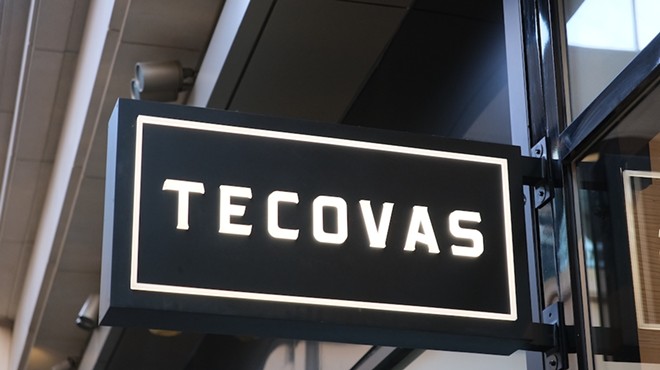 A sign hangs outside a Tecovas store in Salt Lake City, Utah.