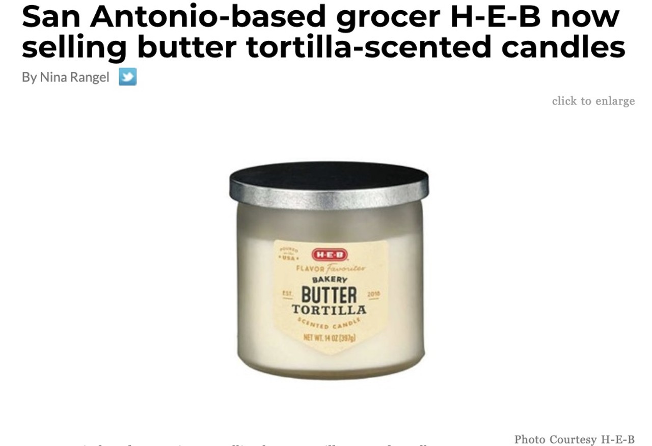 San Antonio-based grocer H-E-B now selling butter tortilla-scented candles 