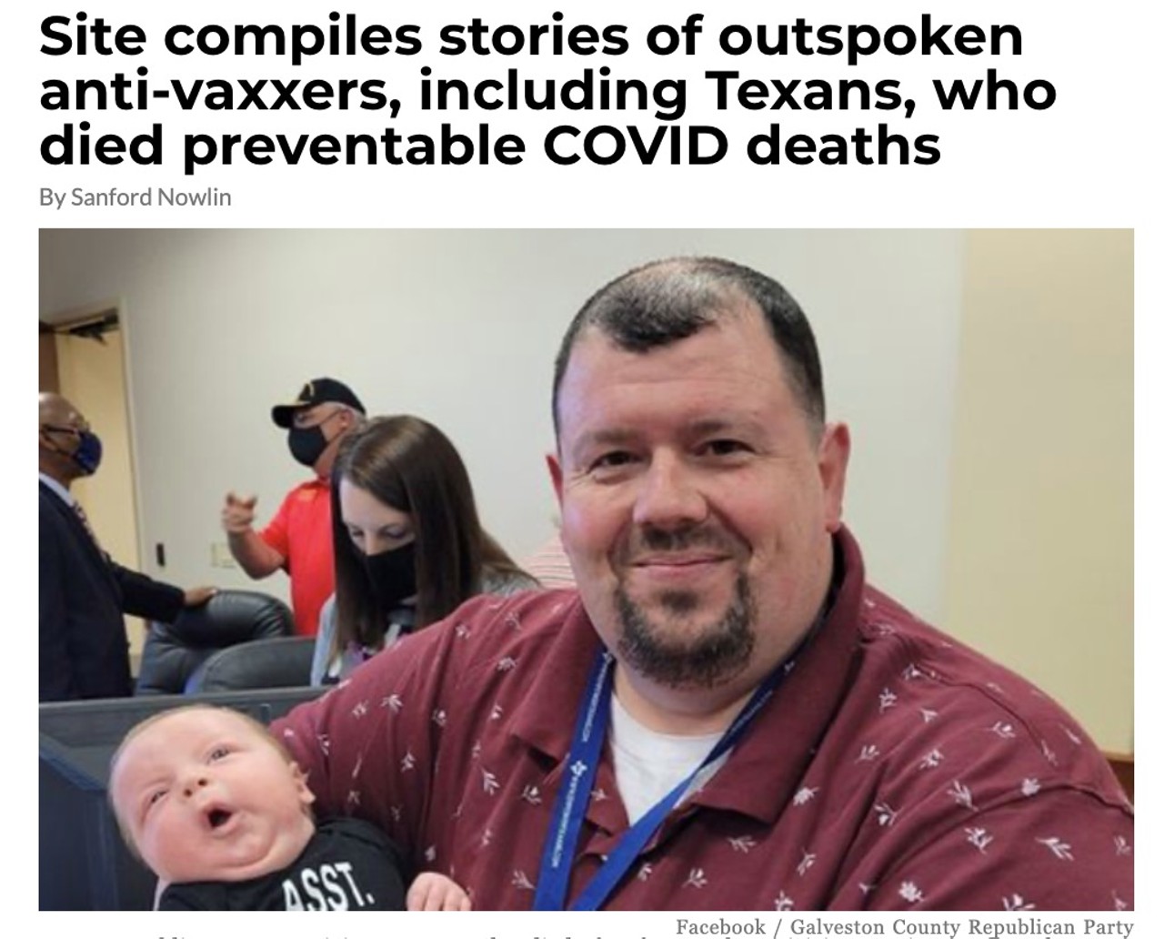 Site compiles stories of outspoken anti-vaxxers, including Texans, who died preventable COVID deaths