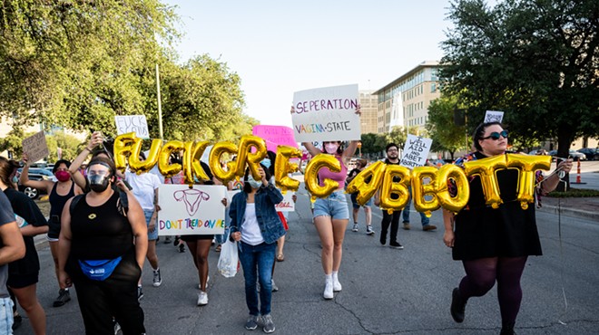 Protesters march for abortion rights in downtown San Antonio.