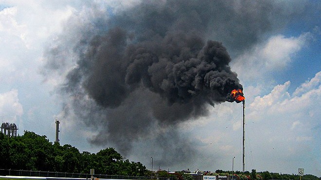 Gas flares above the Bayport Industrial District in Harris County.
