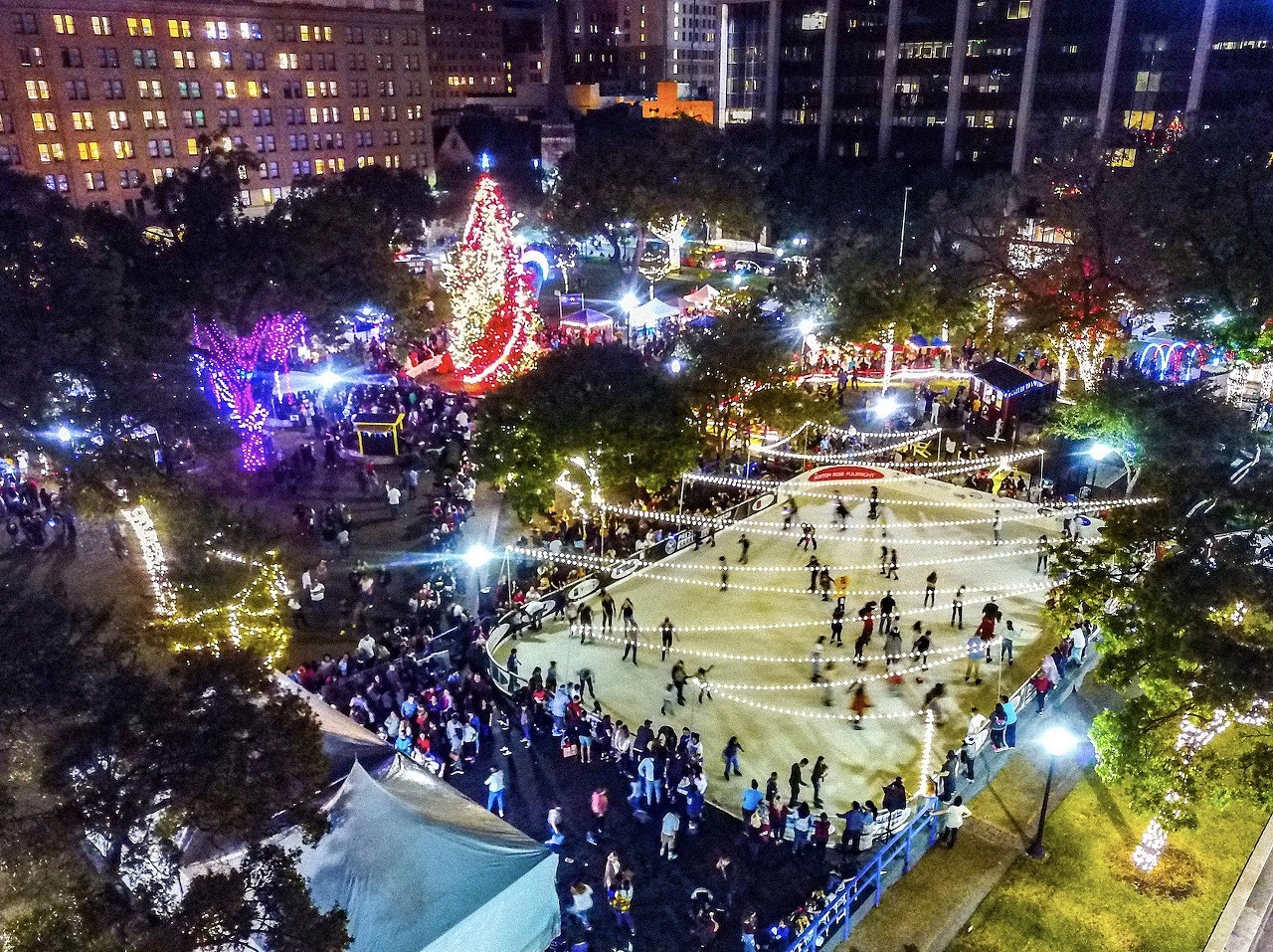Go skating at the Rotary Ice Rink
301 E. Travis St., rotaryicerink.com
This is the Alamo City’s new favorite holiday tradition for a reason. The ice rink opens in Travis Park at the end of each year to provide wholesome wintertime fun.
