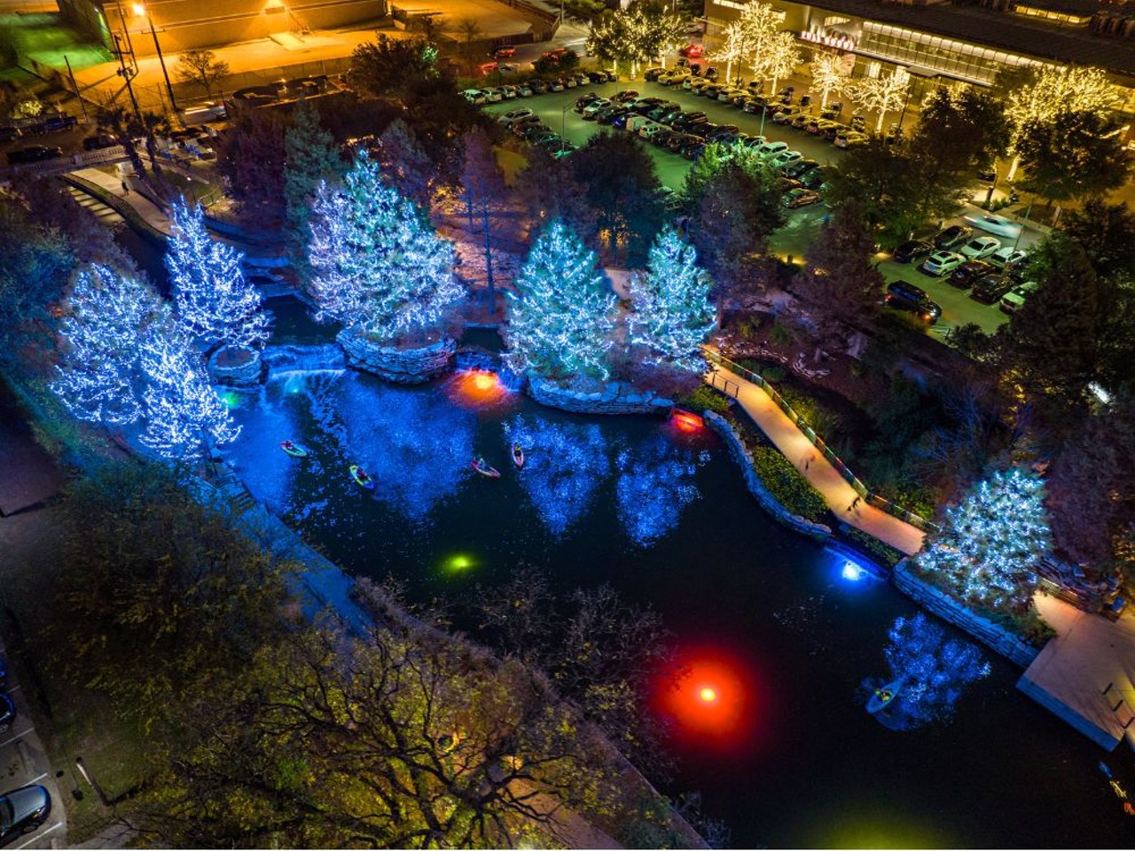 Museum Reach River of Lights
sariverauthority.org
It isn't just the downtown portion of the River Walk that gets the holiday treatment. The San Antonio River Authority's annual Museum Reach River of Lights extends the Christmas cheer further down the river. The holiday season kicks off on Dec. 2 with the annual Holly Jolly Kayaking event, followed by the River of Lights celebration on Dec. 9.