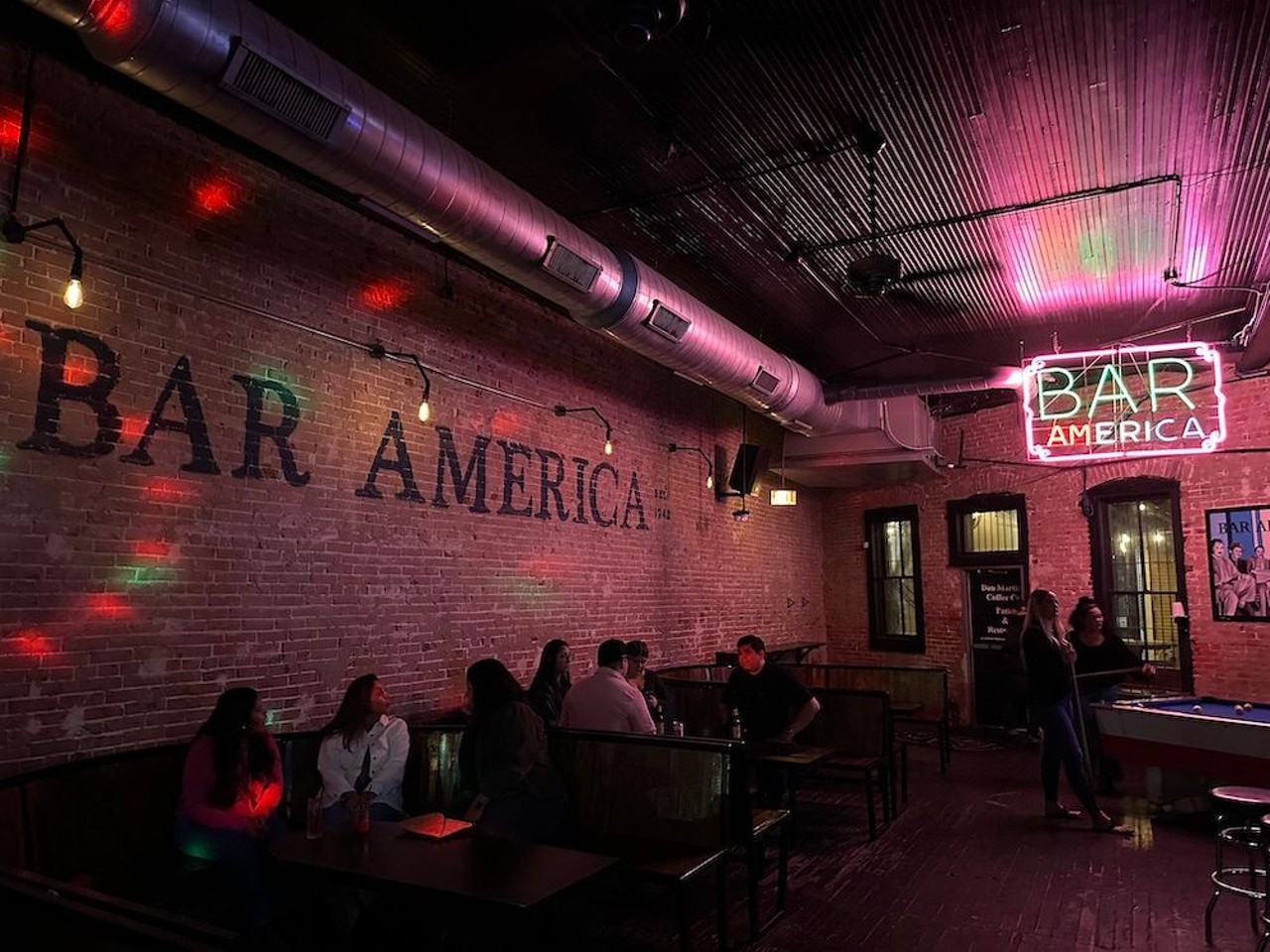 5. Bar America 
This spot has stood the test of time, having served San Antonio for the past 80-plus years. Nestled conveniently in the downtown-abutting end of Southtown, Bar America continues to thrive because it's the perfect place to grab post-dinner drinks or a quick bite after a visit to nearby art galleries. Folks stopping in should definitely try one of the bar's puro San Antonio drinks, such as the Chamoy Shot or the Raspa &mdash; made with coconut rum, Big Red and pickle juice. 723 S. Alamo St., (210) 281-5945, facebook.com/baramericasatx. 