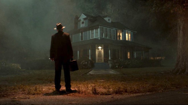 The lights are on, but nobody's home in the eighth film in the "Conjuring" universe, which tries mightily to mine inspiration from "The Exorcist," as evidenced by this familiar image.