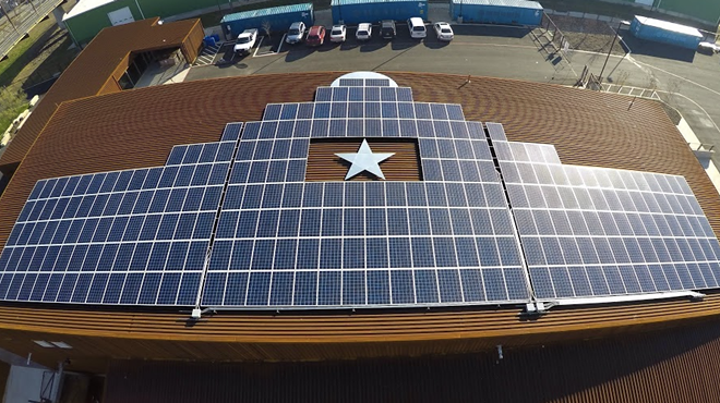 Alamo Beer Company's solar panel installation powers the brewery.