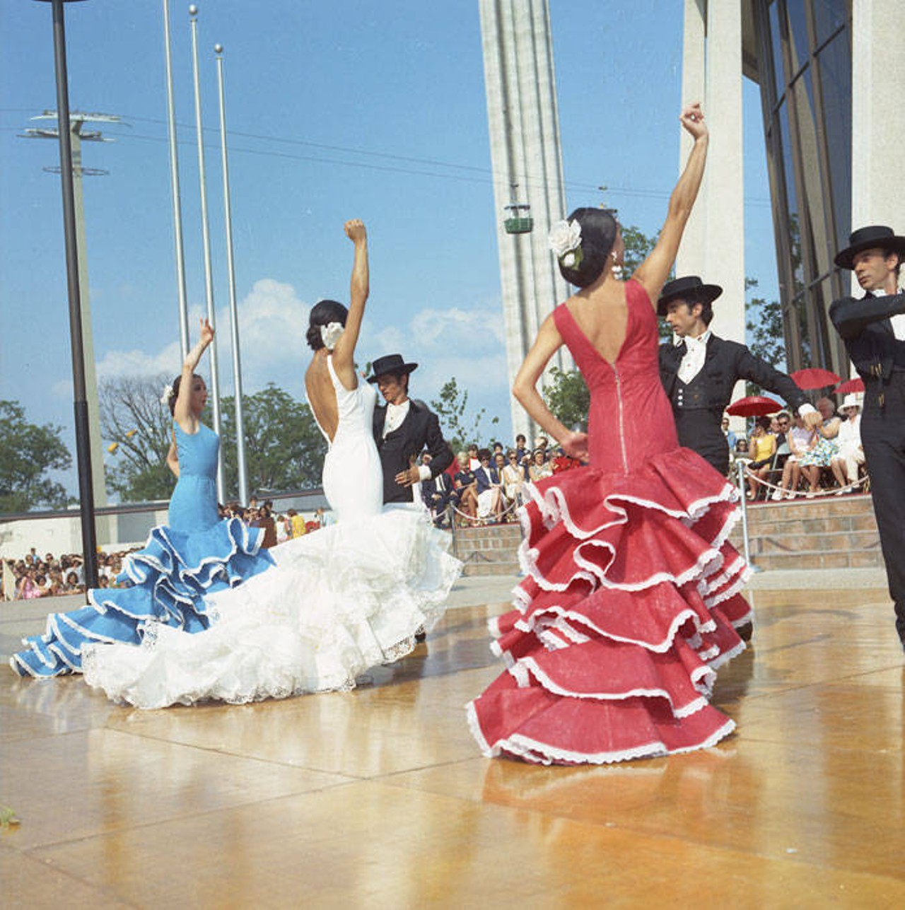 Flamenco dancers perform in Migration Courtyard at U.S. Pavilion