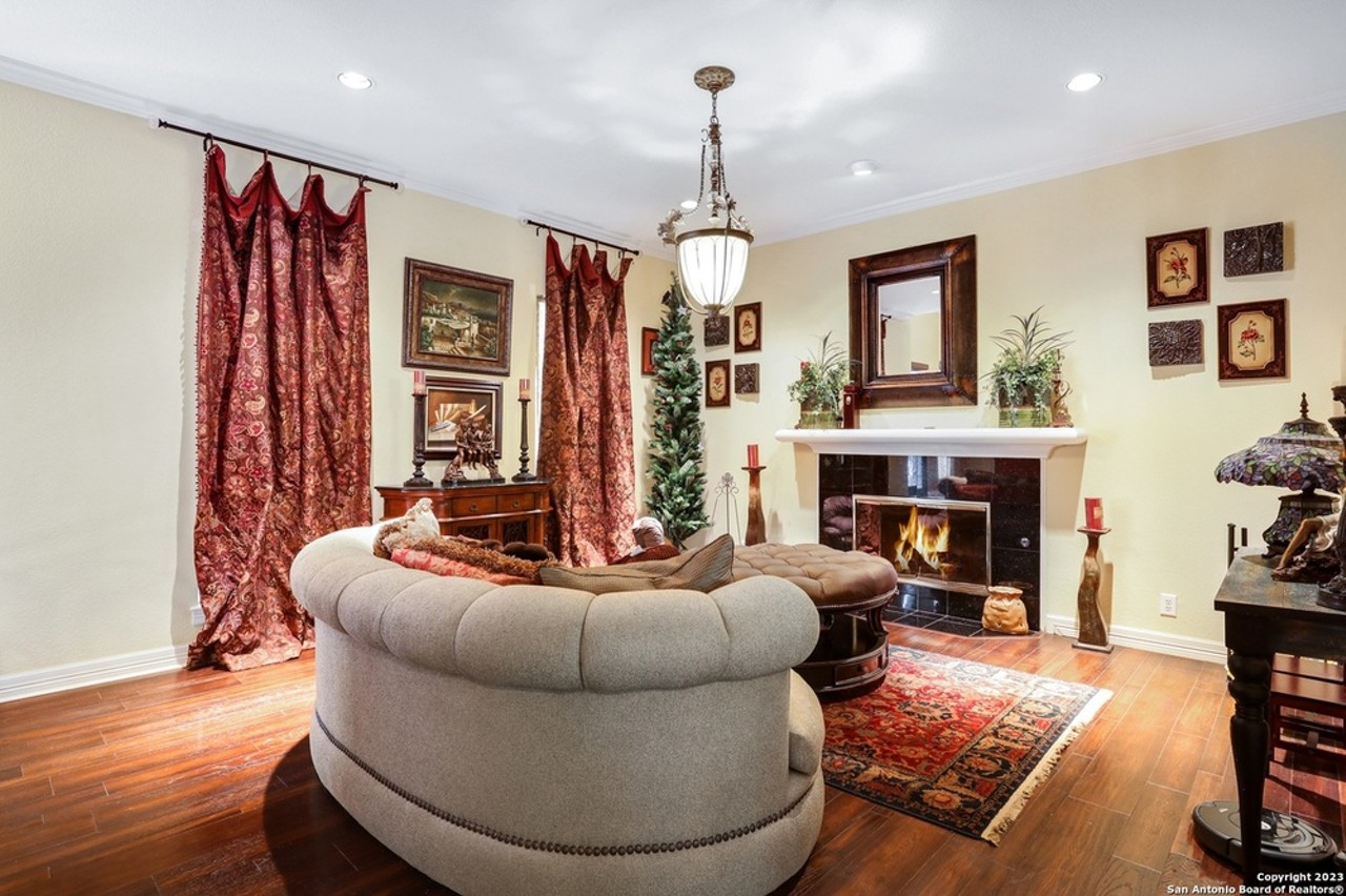 This San Antonio home far sale has dual grand staircases and a private movie theater