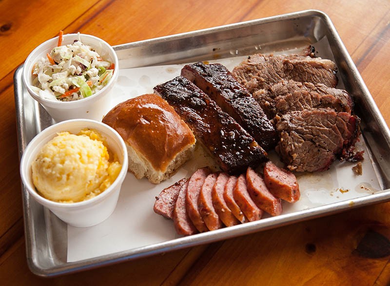 Three-meat plate from Smoke Shack BBQ + Southern Kitchen - DAN PAYTON
