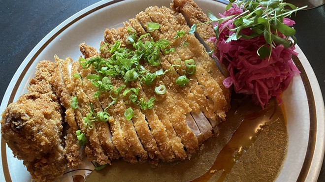 Tokyo Cowboy's minimally described Crispy Pork Chop isn't called tonkatsu, as it would be on Japanese restaurant menus.