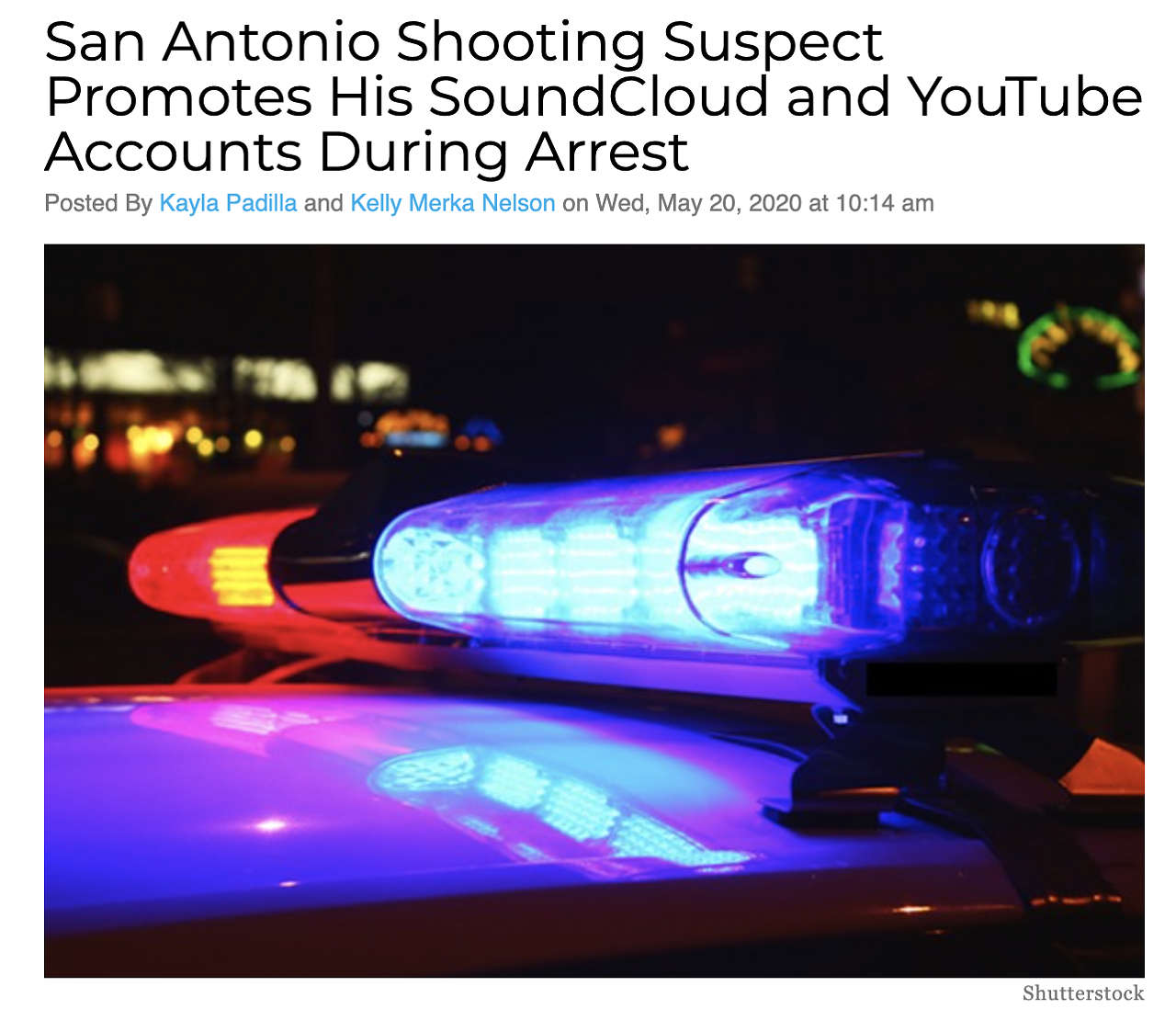 A San Antonio shooting suspect taken into custody this week while cameras rolled used his 15 seconds of fame for a little self-promotion. Read more here.