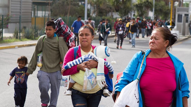 Members of a refugee caravan cross Mexico toward the U.S. border during 2018.