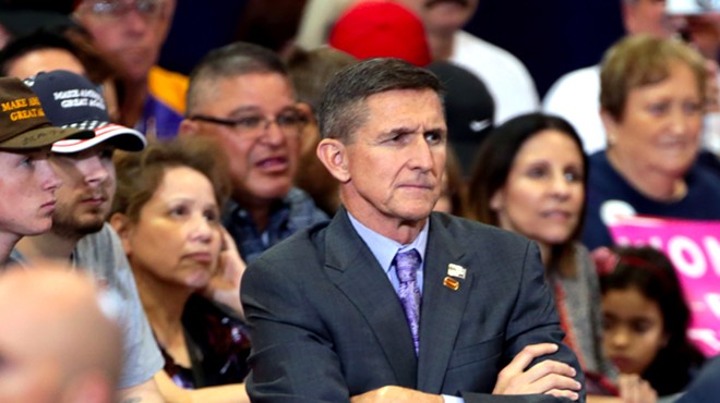 Retired U.S. Army lieutenant general Michael Flynn at a campaign rally for Donald Trump at the Phoenix Convention Center in Phoenix.