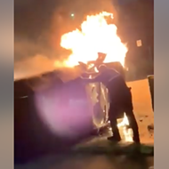 St. Mary's University Police Officer Rescues Woman Moments Before Her Car Is Engulfed in Flames