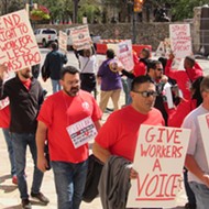 Union Protests Outside Cuellar's San Antonio Office Over His Vote Against Pro-Labor Bill