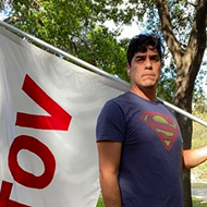 San Antonio visual artist pounds the pavement in Superman T-shirt to get out the vote