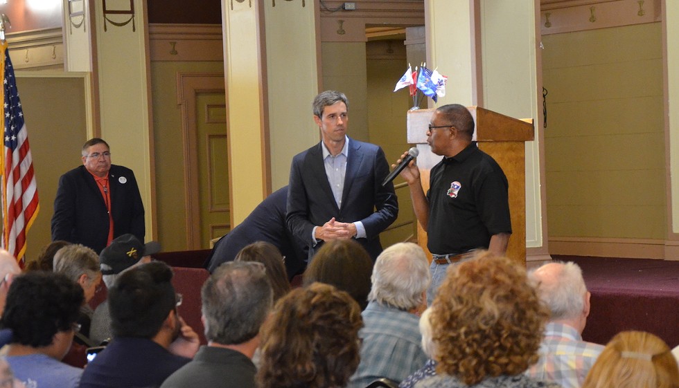 Beto at a veterans' town hall in San Antonio - BRYAN RINDFUSS