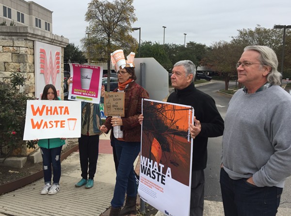 Protesters assemble in front of Whataburger's corporate offices in North Central San Antonio. - SANFORD NOWLIN