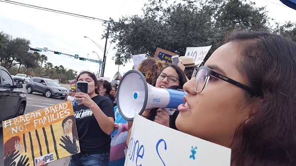 Rio Grande Valley residents participate in a recent march against the border wall. - TWITTER / TXCIVILRIGHTS