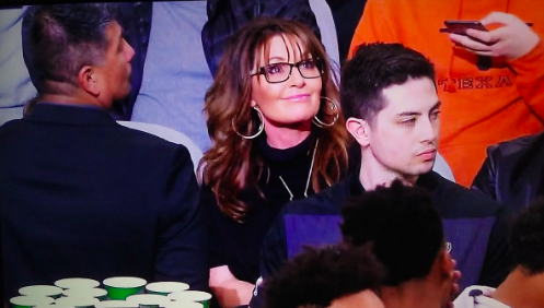 Sarah Palin Seen Cheering on Spurs at AT&T Center Last Night