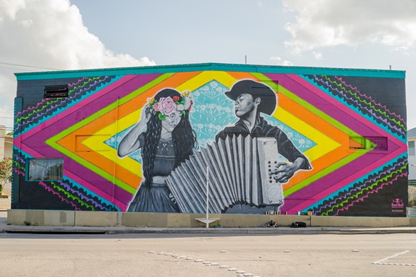 One of two Red Bull-commissioned Fiesta murals Los Otros created along the St. Mary’s Strip. - Courtesy of Los Otros
