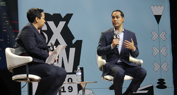 Julian Castro speaks onstage during an appearance at this year's South by Southwest festival. - SARAH MARTINEZ