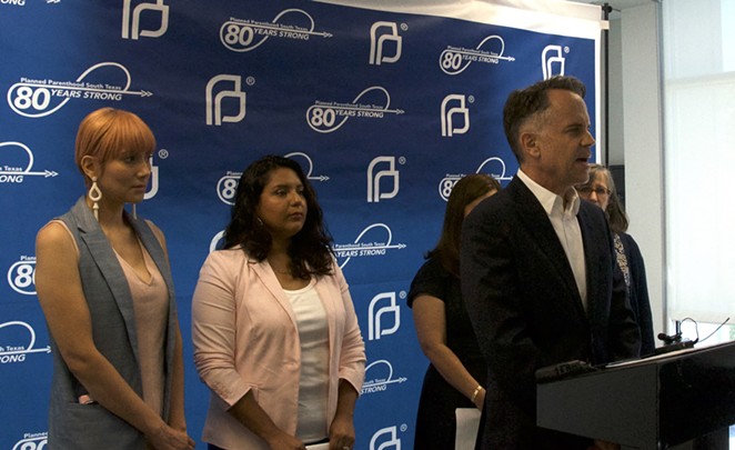 Planned Parenthood South Texas CEO Jeffrey Hons speaks at event commemorating the organization's 80th year serving the region. - SANFORD NOWLIN