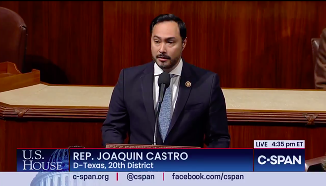 U.S. Rep. Joaquin Castro speaks from the House floor during the impeachment process. - C-SPAN SCREEN CAPTURE