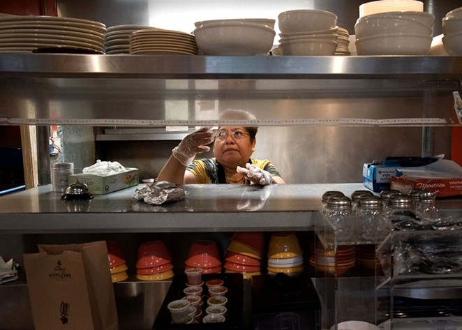 Blanca Estrada takes orders at Mama’s Kitchen on Thursday. - PHOTO BY V. FINSTER | HERON CONTRIBUTOR